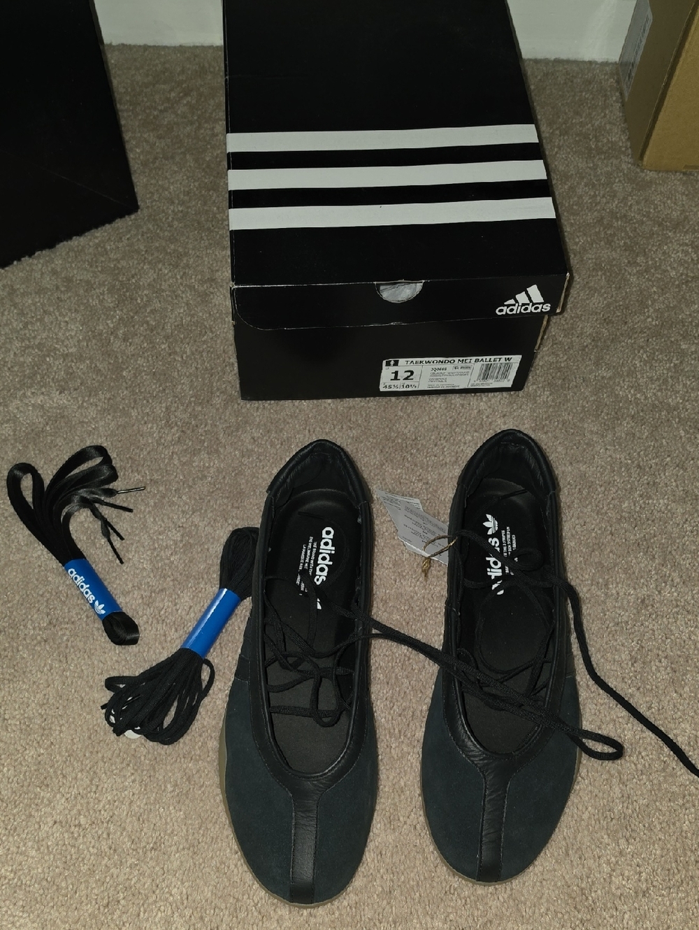 RARE SIZE Adidas Mei Black Lace-Up Ballet Flat with Wrap Ties - Picture 4 of 5